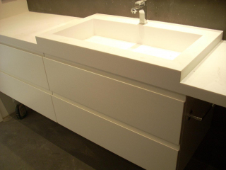 Detalle mueble baño lacado blanco. Ganduxer, Sarria. Barcelona