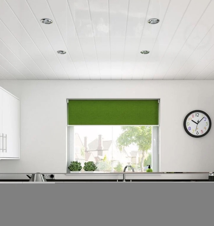 Kitchen vinyl ceiling Vinyl suspended ceiling installation in kitchen. High degree of light and easier cleaning
